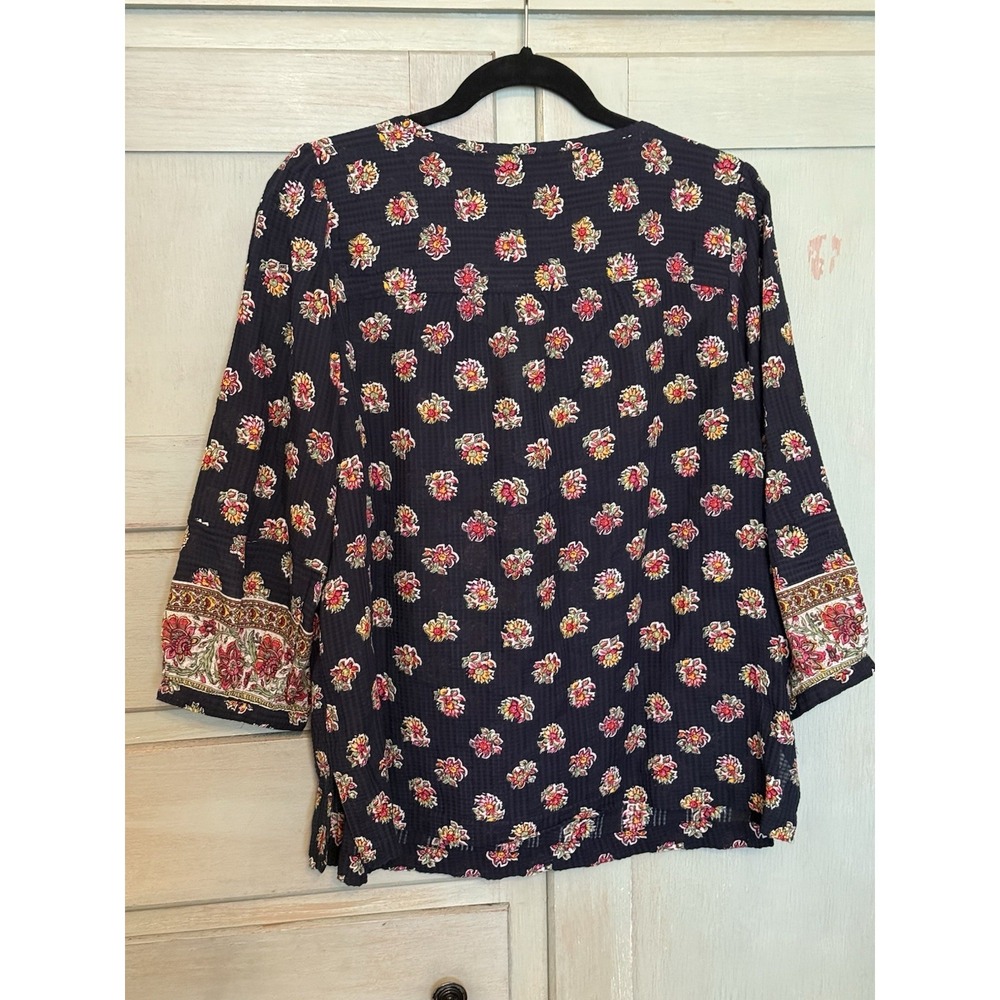 Loft Floral Print Long Sleeve Blouse Multicolor Size Medium Boho Cottagecore - Picture 2 of 3